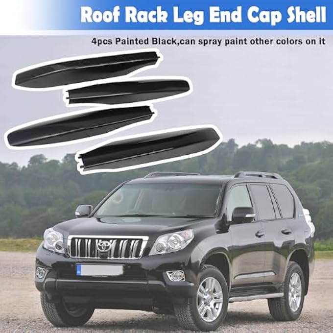 rayihni غطاء نهاية ساق حامل السقف الأسود المطلي 4 قطع متوافق مع لكزس GX470 تويوتا لاند كروزر برادو FJ120 2003-2009 يستبدل 63491-60060 63492-60040 63493-60060 63494-60050 - Image 3
