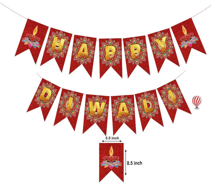 HK balloons Pack Of 31 Happy Diwali Decorations Printed Balloons With Happy Diwali Banner Decorations Set For Home Office Shop Diwali Festival Decoration and Celebration - Image 2