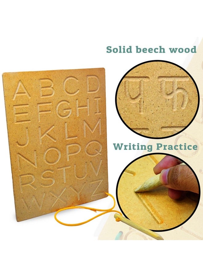 FunBlast FunBlast Writing Practice Tracing Wooden Boards for Kids- Set of 5 Includes Small & Capital Alphabet, Numbers and Hindi Alphabet (Made in India)- Multicolor  - Image 3