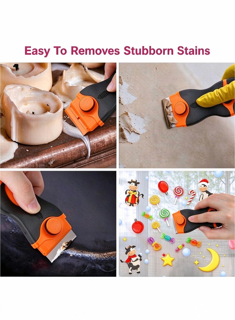 LuckyNov Multipurpose Scraper Tools,2-in-1 Scraper Tool with 10PCS Metal Blades and 10PCS Plastic Blades, Multi-funtional Cleaning Razor Scraper for Decals, Stickers, Labels, Caulk, Adhesive, Paint Removal - Image 2
