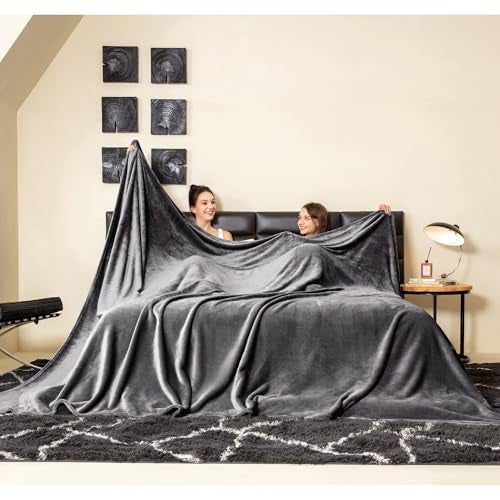 COOVA Oversized King Fleece Blanket 120x120 inches, Soft Cozy Warm Giant Extra Large 10'x10' Blanket for Bed, Sofa, Couch,Travel, Camping, California Huge Flannel Big Throw Blanket, Dark Grey - Image 1