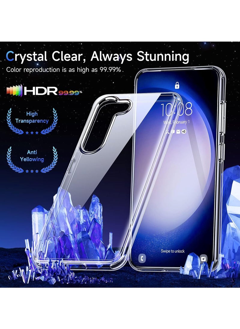 جراب شفاف لهاتف Samsung Galaxy S24، [غير قابل للاصفرار] [لمسة حريرية فائقة] جراب واقٍ رفيع لهاتف Galaxy S24 (شفاف 1، S24)