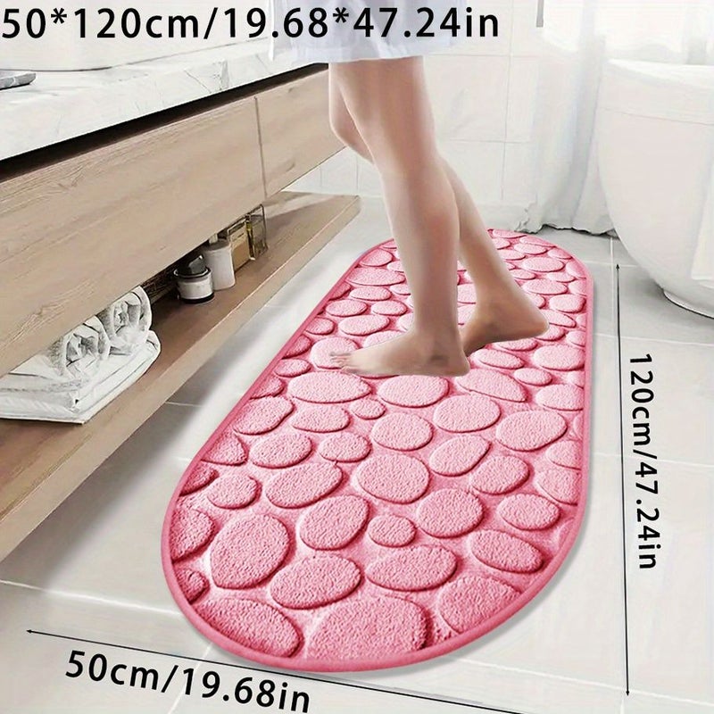 Oval Super Absorbent Bath Mat Non Slip Shower Rug Ultra Soft Comfortable Premium Design Pink Color 50x120 For Bathtub Wet Areas Ideal Holiday Gift 520pcs Valentine Decoration - Image 1