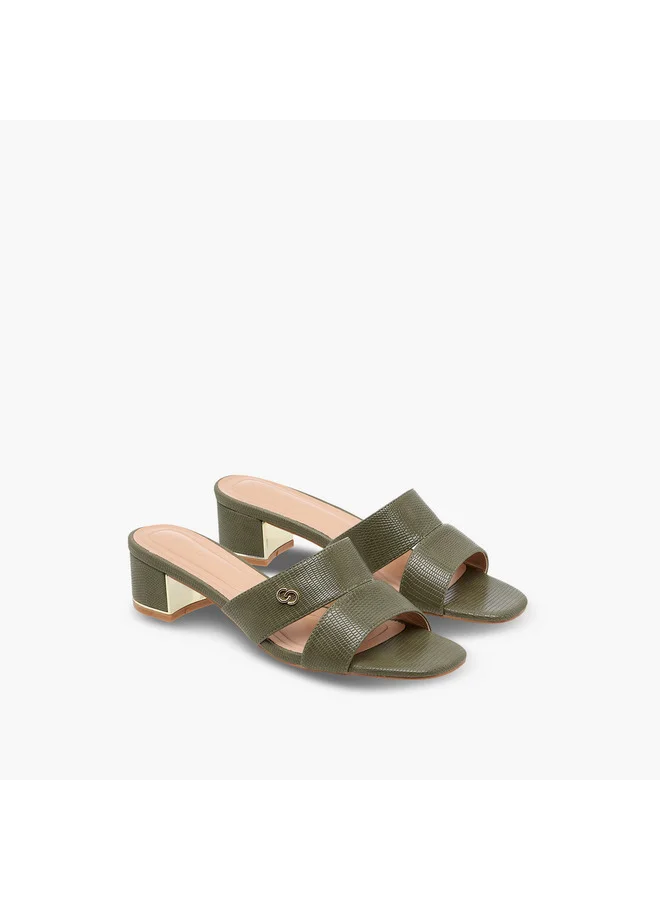 سيليست Women's Textured Slip-On Sandals with Block Heels