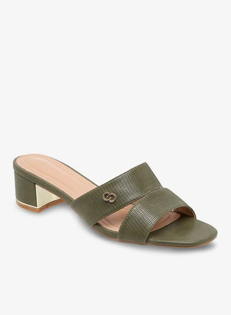 Celeste Women'S Textured Slip-On Sandals With Block Heels