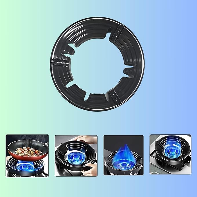 Black Gas Saver Burner Stand Set of 1 Gas Burner Cover for Wind Windproof Energy Saving Burner Protector Gas Chula Support Stand  - Image 3