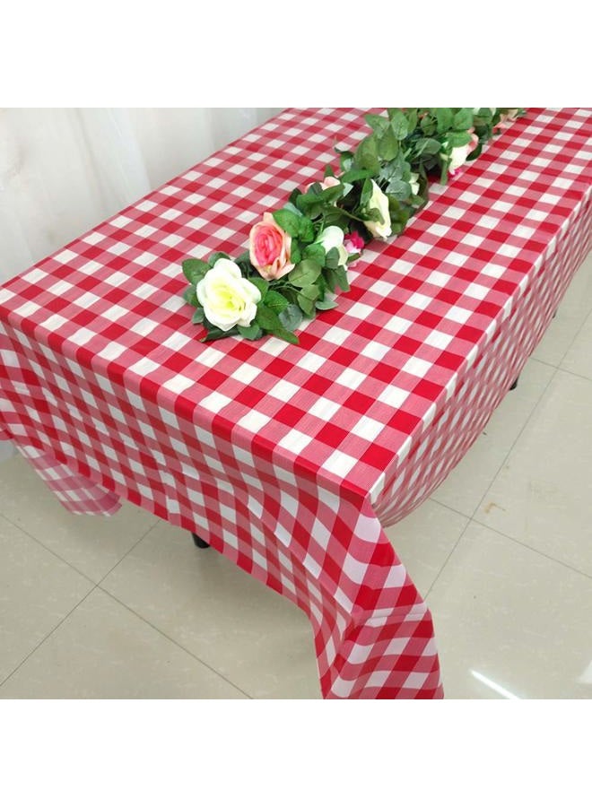 BRICHBROW Pcs of 2 Red & White Premium Plastic Checkered Flag Tablecloths Picnic Table Covers, Tablecovers Party Favor (2, RED & White) - Image 3