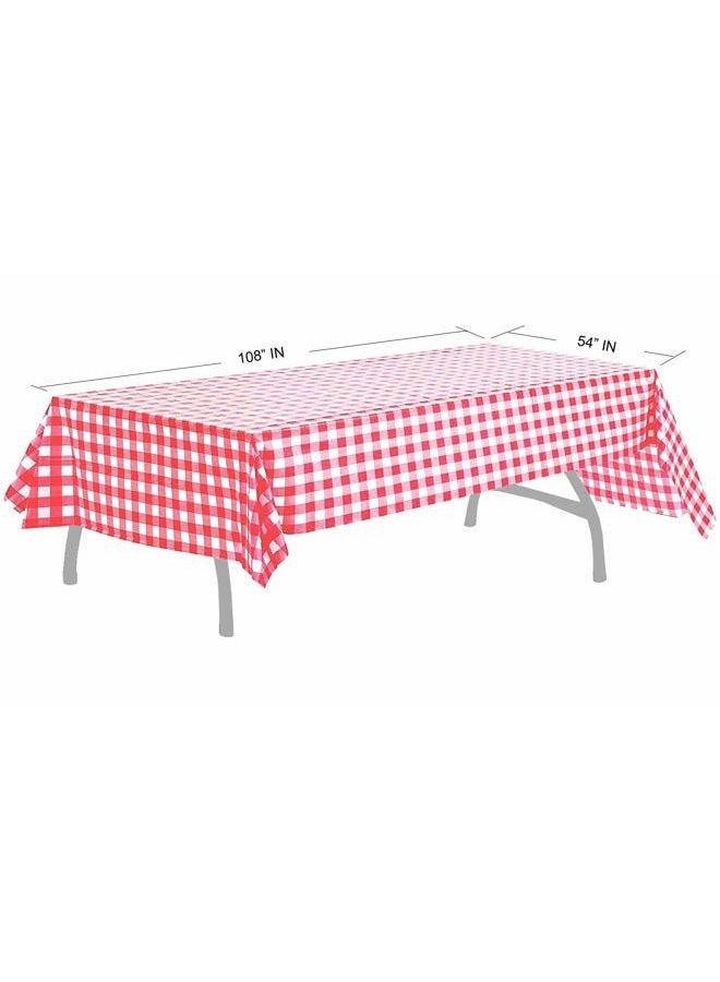 BRICHBROW Pcs of 2 Red & White Premium Plastic Checkered Flag Tablecloths Picnic Table Covers, Tablecovers Party Favor (2, RED & White) - Image 2