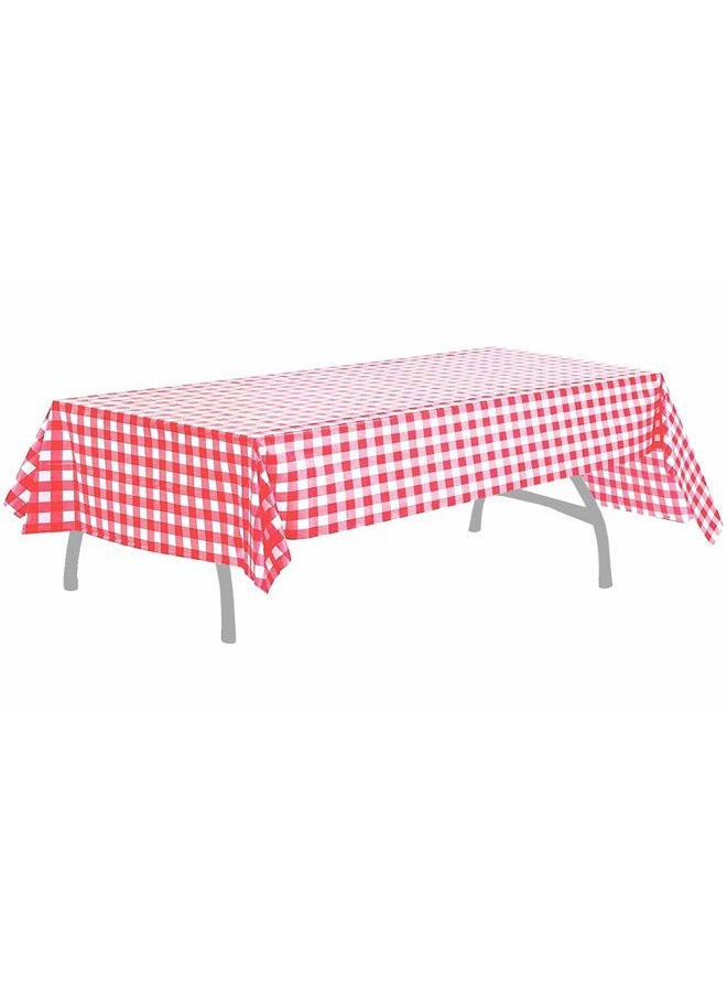 BRICHBROW Pcs of 2 Red & White Premium Plastic Checkered Flag Tablecloths Picnic Table Covers, Tablecovers Party Favor (2, RED & White) - Image 1