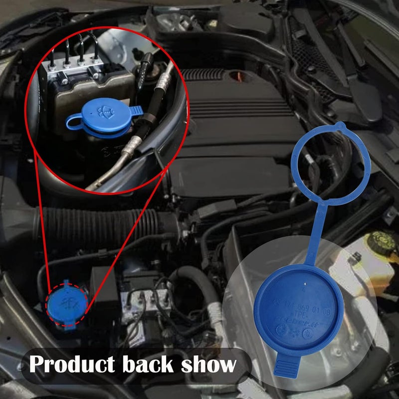 TOPCNOEM Windscreen Washer Cap,Windshield Wiper Washer Fluid Reservoir Tank Bottle Cap 1718690108 Compatible with Mercedes Benz C250 C300 C350 - Image 3