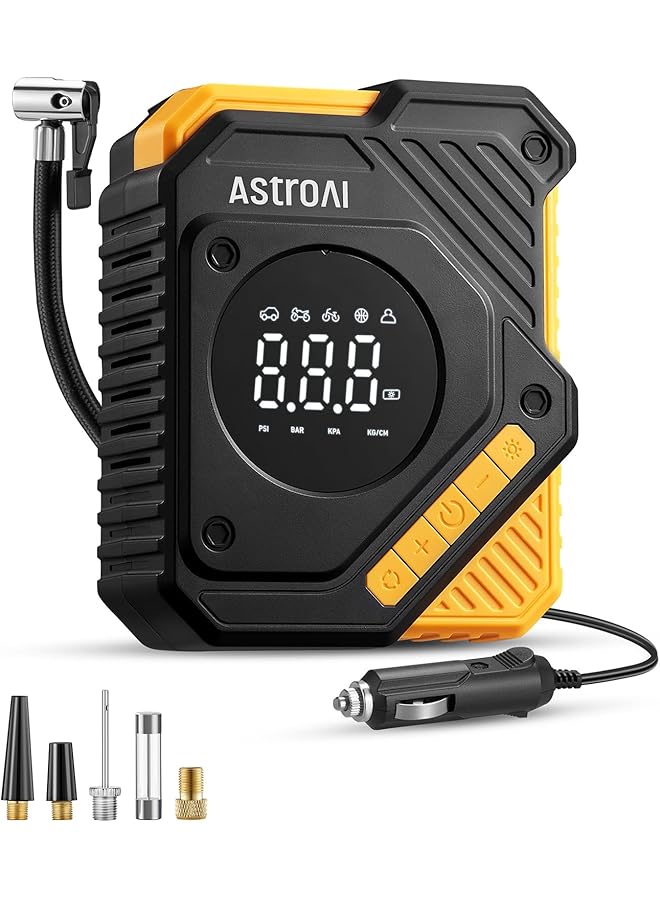 Astroai Car Tire Inflator Air Compressor 12V Dc, 150 Psi Digital Tire Pump With Pressure Gauge, Large Lcd Display, Smart Preset & Auto Stop, For Car, Motorcycle, Bike Tires - Image 1