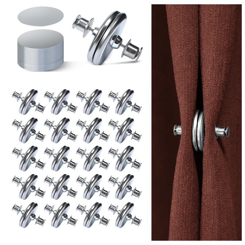 ZNJAVX 20Pairs Curtain Magnets, ZNJAVX Curtain Magnets Closure with 20pcs Self-Adhesive Patch â€“ Strong Magnetic Curtain Clips to Keep Curtain Closed for Indoor Outdoor, Shower, Bedroom, Office - Image 1