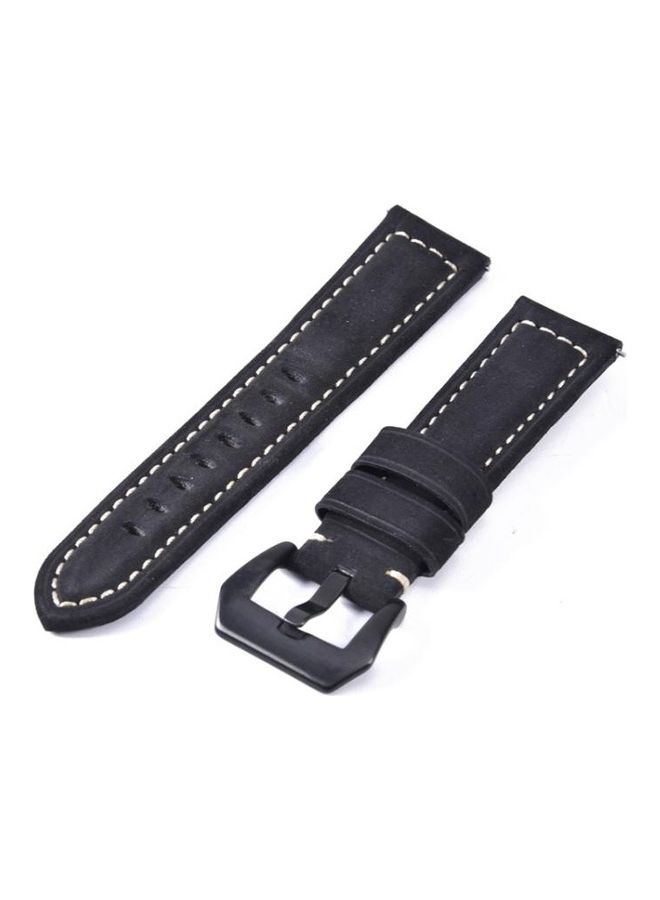 NIBEMINENT Frosted Leather Strap Large Buckle For Huawei Watch GT / 2 Pro Black  - Image 1