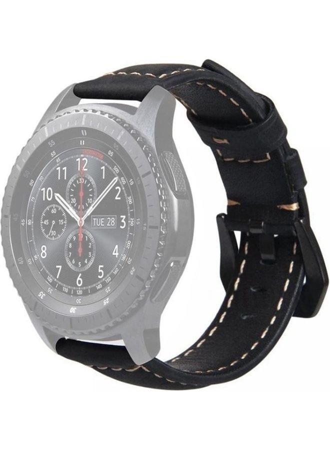NIBEMINENT Frosted Leather Strap Large Buckle For Huawei Watch GT / 2 Pro Black  - Image 4