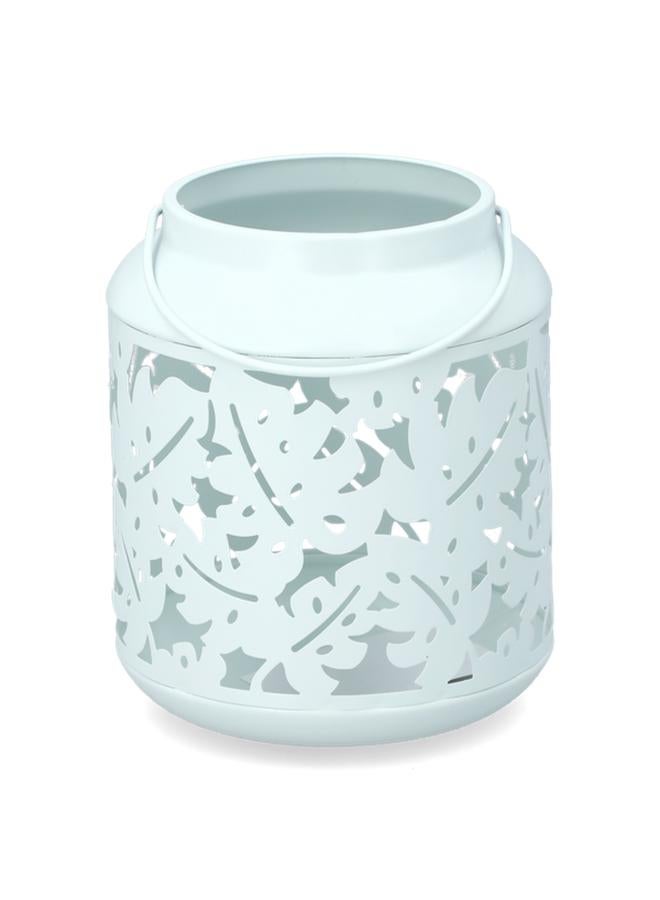 serene Sturdy Flat Base Decorative Metal Elegant Greenery Metal Lantern Light Blue - Image 2