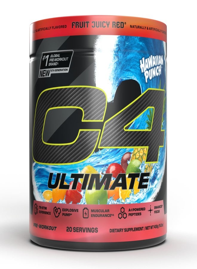C4 Cellucor C4 Ultimate Pre Workout Powder - Sugar Free Preworkout Energy Supplement for Men & Women - 300mg Caffeine + TeaCrine + Dynamine + Creatine - Hawaiian Punch Fruit Juicy Red, 20 Servings - Image 1