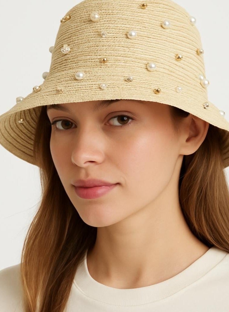 Shein Fashionable women's hat studded with pearls - Image 2