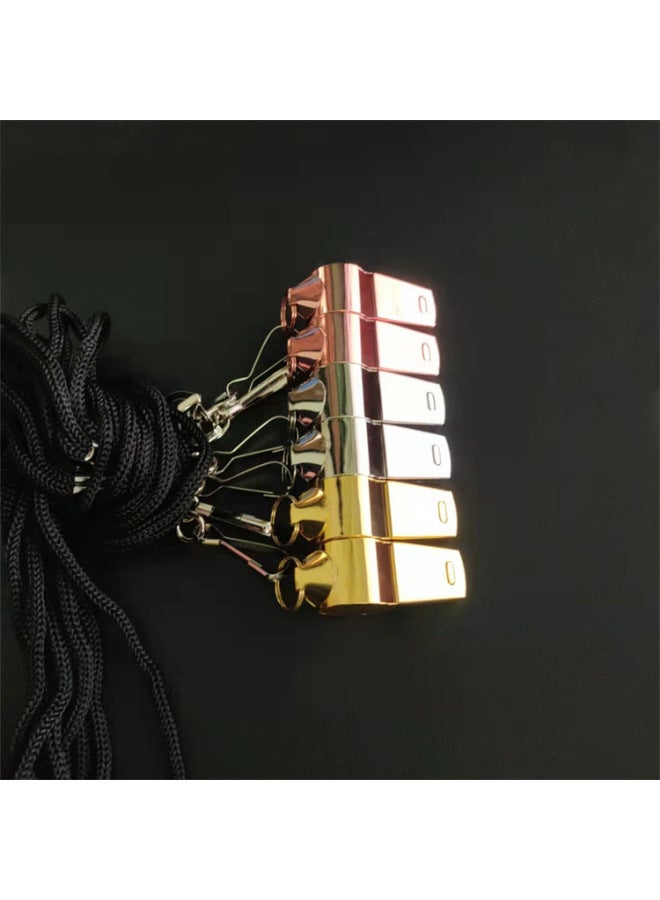 Generic Stainless Steel Whistle Sports Game Referee Whistle Cheer Outdoor Survival Necklace-Color:Gold - Image 4