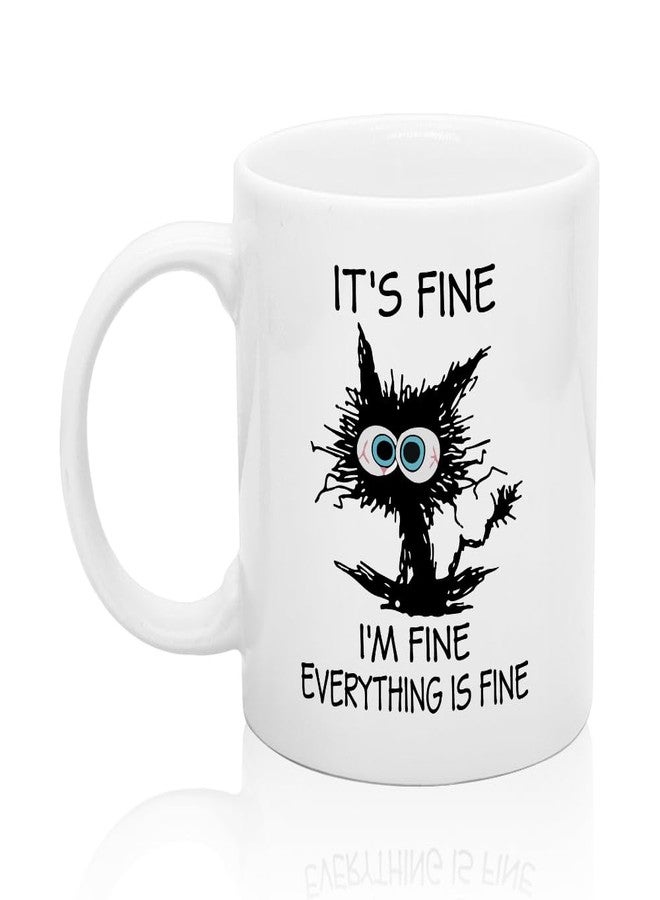 XQLZY It’s Fine Everything Is Fine Mug, Funny Cat Coffee Cup, Christmas Birthday Gifts for Mom Sister BBF Animal Lovers, Inspirational Gifts for Women Coworkers Family Friends Cat Lovers - Image 1