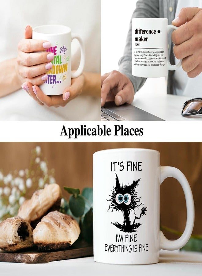 XQLZY It’s Fine Everything Is Fine Mug, Funny Cat Coffee Cup, Christmas Birthday Gifts for Mom Sister BBF Animal Lovers, Inspirational Gifts for Women Coworkers Family Friends Cat Lovers - Image 5