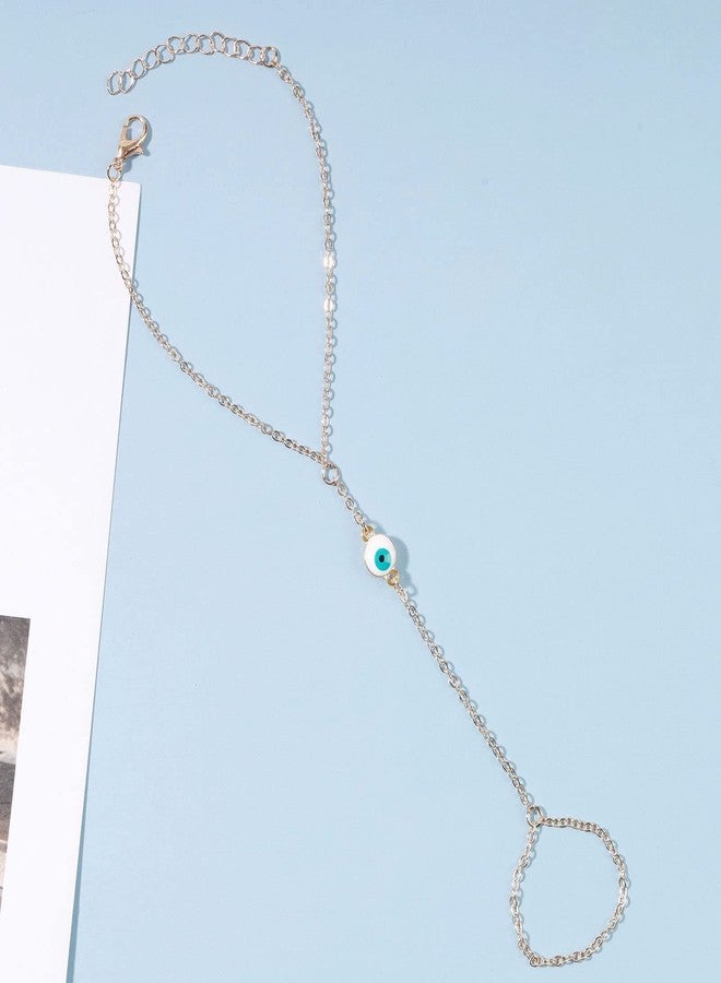 سوار Yheakne Boho Evil Eye للأصابع، سوار ذهبي للمعصم، سوار عتيق، سوار سلسلة بسيط، مجوهرات سلسلة لليد للنساء، هدايا تمائم (ذهبي) - Image 3