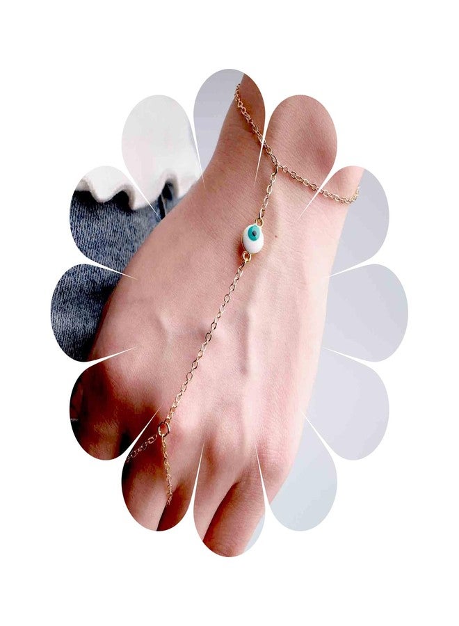 سوار Yheakne Boho Evil Eye للأصابع، سوار ذهبي للمعصم، سوار عتيق، سوار سلسلة بسيط، مجوهرات سلسلة لليد للنساء، هدايا تمائم (ذهبي) - Image 1