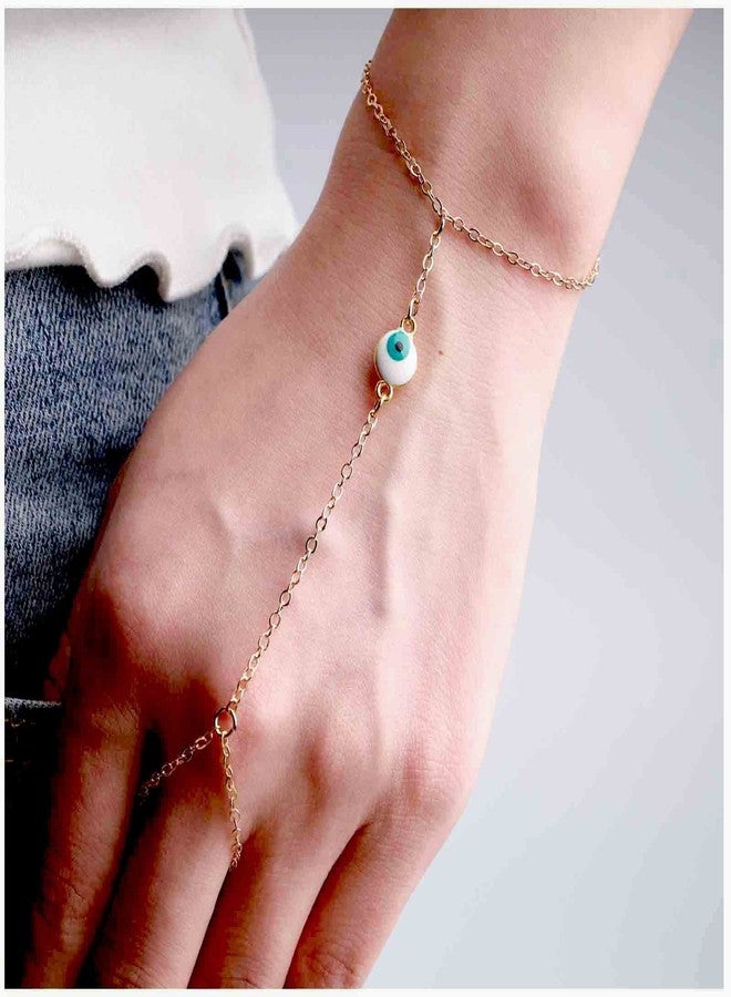سوار Yheakne Boho Evil Eye للأصابع، سوار ذهبي للمعصم، سوار عتيق، سوار سلسلة بسيط، مجوهرات سلسلة لليد للنساء، هدايا تمائم (ذهبي) - Image 2