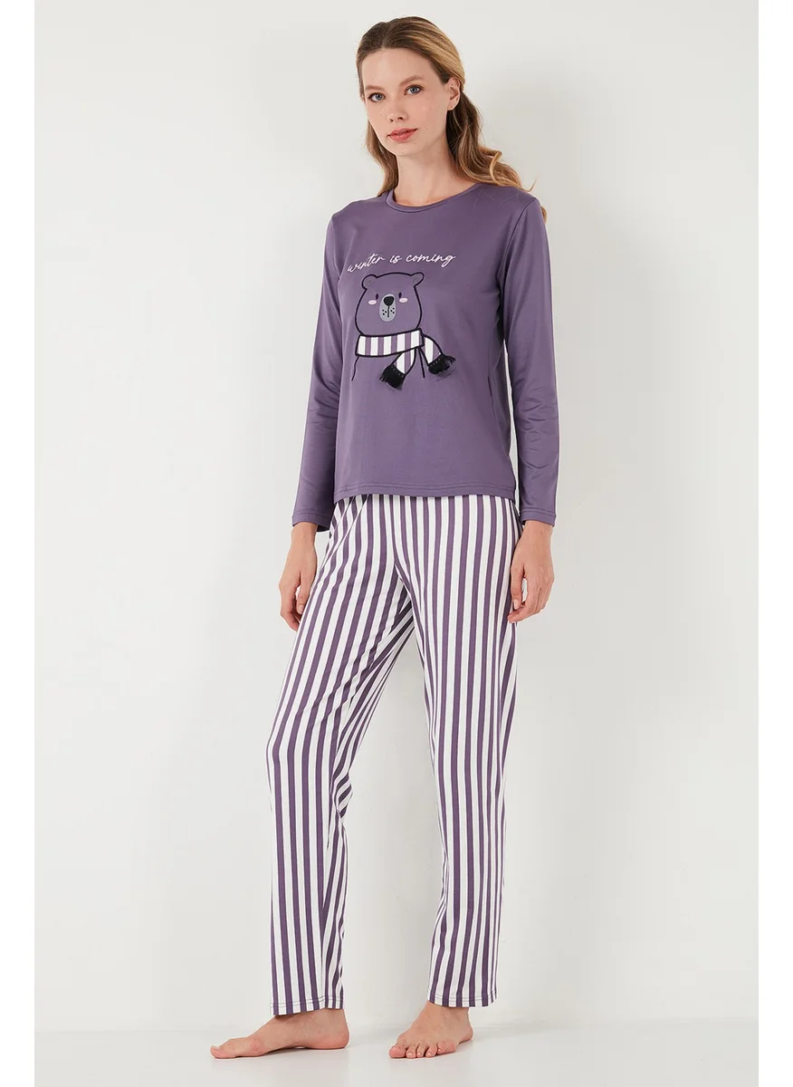 Lela Regular Fit Patterned Crew Neck Pajama Set 65719102