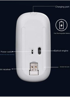 ماركة غير محددة ماوس لاسلكي LED قابل لإعادة الشحن ماوس صامت نحيف 2.4G ماوس مكتبي بصري محمول محمول مع جهاز استقبال USB و Type-c للكمبيوتر المحمول والكمبيوتر الشخصي والكمبيوتر والكمبيوتر وسطح المكتب  - Image 2