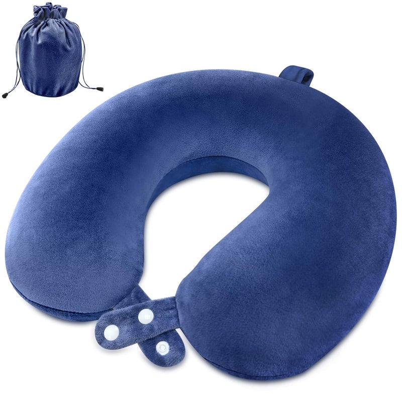 urnexttour Travel Pillow Best Memory Foam Airplane Pillow for Head Support Soft Travel Neck Pillow for Plane Car Home Recliner Use Blue