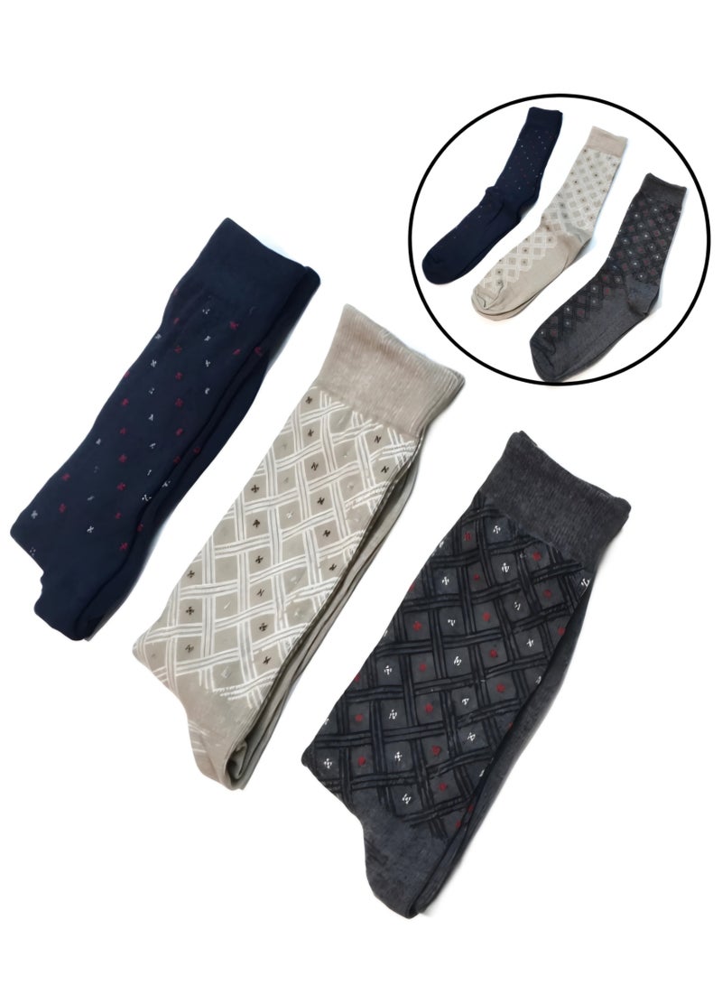 مجموعة من ثلاثة جوارب كلاسيك قطنية عالية الجودة للرجال