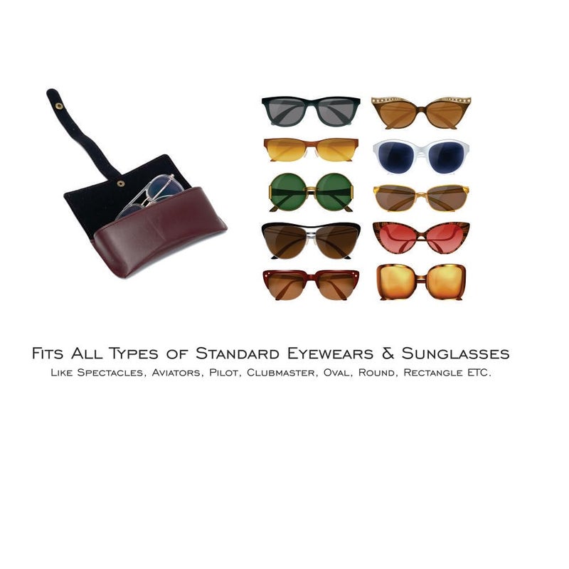 Geocell Personalised Name & Charm Leather Sunglass Case Cover for Men & Women | Hard Case Eyewear Cover- Brown colour - Image 5