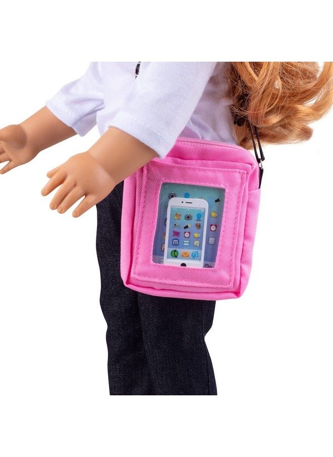 Dress Along Dolly Cell Phone Computer Tablet And Accessory Bag Set For 18" Dolls Unique Design Premium Durable Metal Construction I Phone I Pad Work Gifts For Girls Kids Birthday  - Image 1