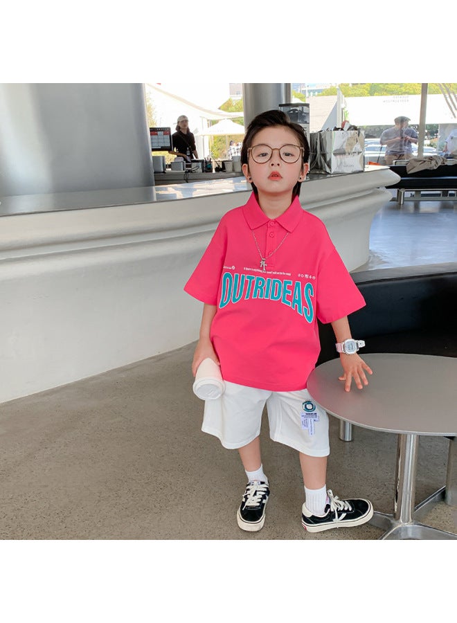 Trendy Brand Loose Children's Polo Shirt T-shirt Summer Wear  New Boys' Half Sleeve Medium And Large Children's Wear Short Sleeve Summer
