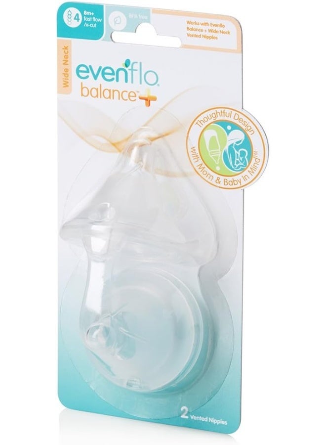 Evenflo Feeding Balance Plus Wide Neck for The Balance Plus Wide Neck Baby Bottles - Helps Reduce Colic - Fast Flow/X-Cut, 8 Months and Up (Pack of 2) - Image 2
