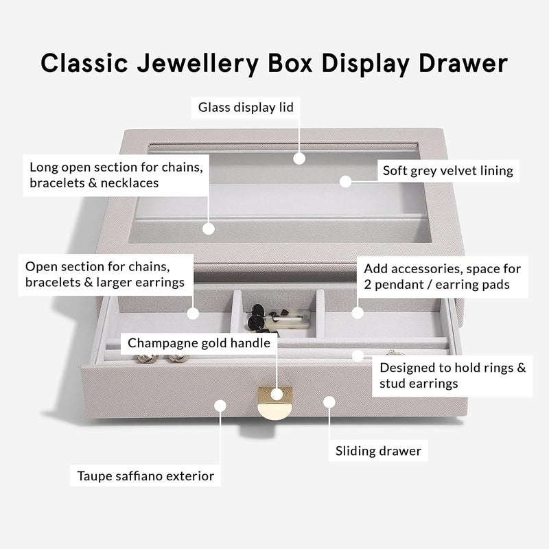 Stackers Classic Ring & Bracelet Drawer with Glass Lid - Taupe - Image 4
