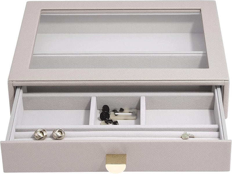 Stackers Classic Ring & Bracelet Drawer with Glass Lid - Taupe - Image 1