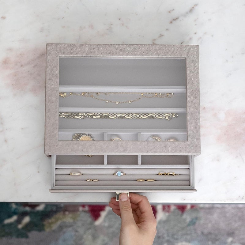 Stackers Classic Ring & Bracelet Drawer with Glass Lid - Taupe - Image 2