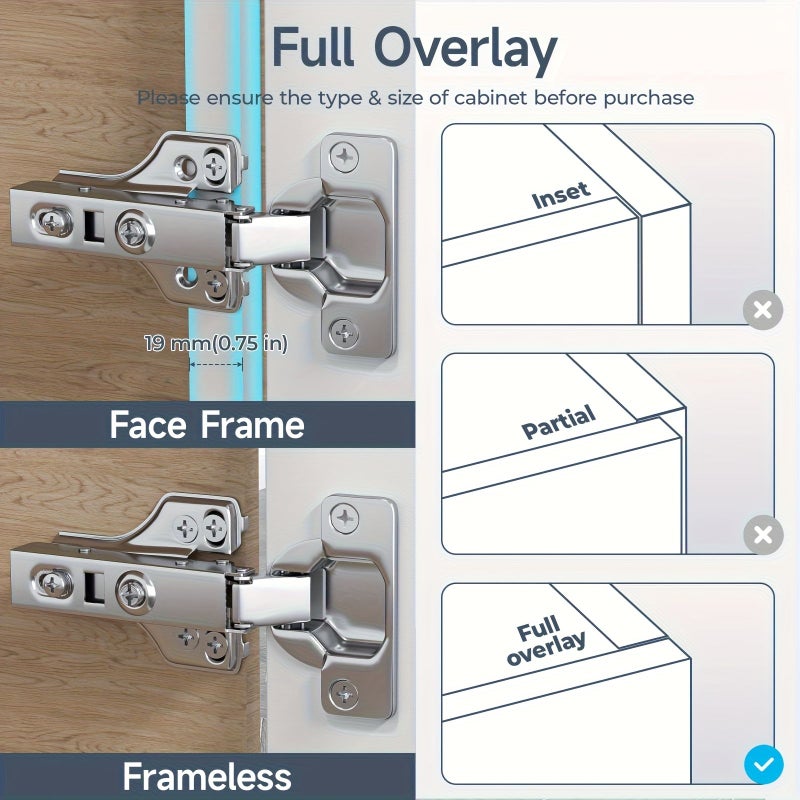 4 Pack Soft Close Hydraulic Hinges Set With 24 Screws And Screwdriver - Image 3