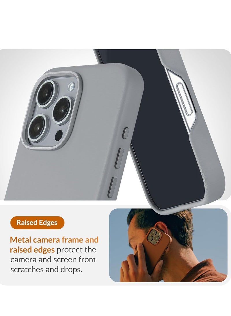Sophisticated Gladius Grey Leather iPhone 16 Pro Max Case â€“ Softens with Use, MagSafe Compatible