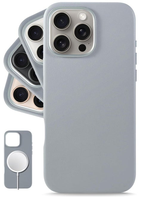 Sophisticated Gladius Grey Leather iPhone 16 Pro Max Case â€“ Softens with Use, MagSafe Compatible
