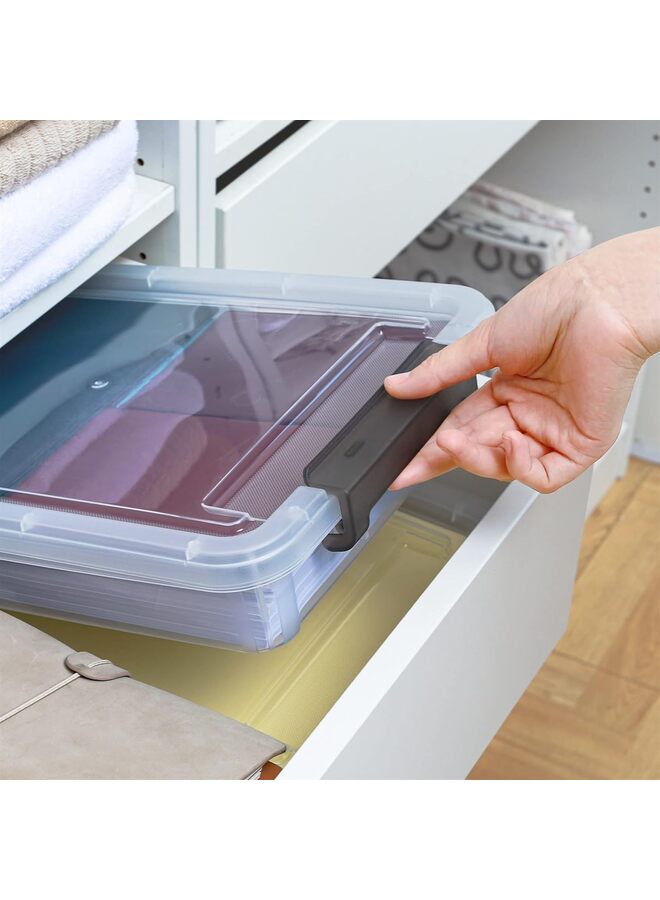 3 PCS Plastic Storage Bins with Latching Lids Portable Project Case Clear File Box Stackable Storage Containers for Organizing A4 Paper, Photo, Document, Scrapbook - Image 3