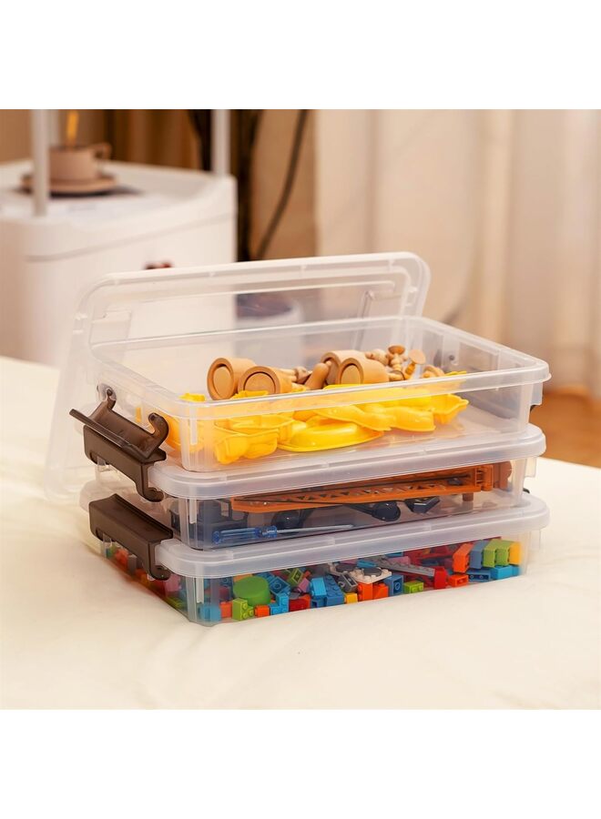 3 PCS Plastic Storage Bins with Latching Lids Portable Project Case Clear File Box Stackable Storage Containers for Organizing A4 Paper, Photo, Document, Scrapbook - Image 2