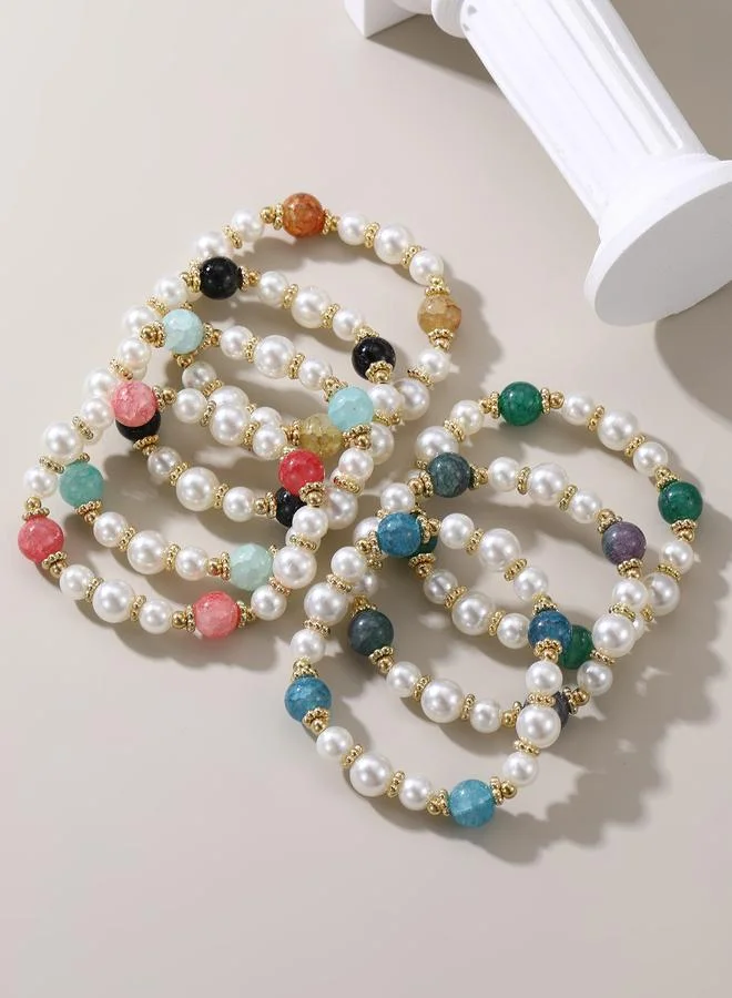 تايك تو Set of 7 - Faux Pearl Gemstone Bracelets