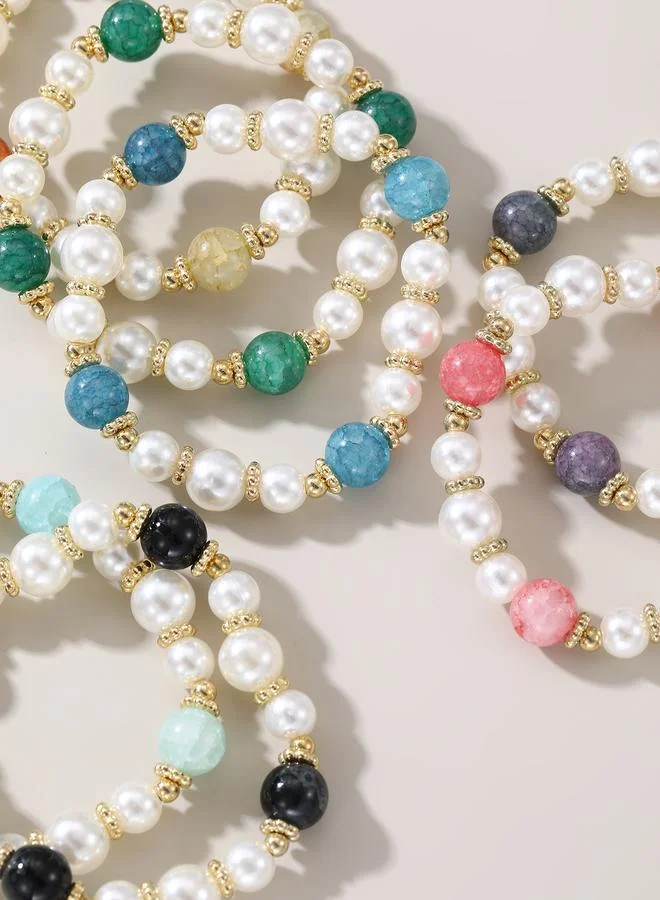 Take Two  Set of 7 - Faux Pearl Gemstone Bracelets for Women | Best Price UAE