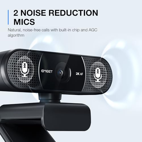 EMEET C960 2K Webcam with Microphone, 2K QHD, 2 Noise-Reduction Mics, TOF Autofocus Streaming Webcam with Privacy Cover, Plug&Play USB Webcam for Calls/Conference, Zoom/Skype/YouTube, Laptop/Desktop - Image 5
