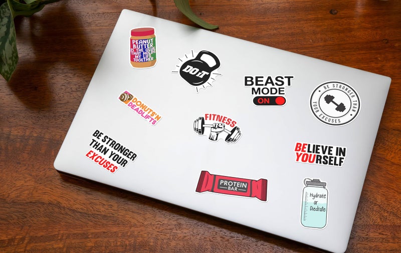 WallDesign Complete Fitness Inspiration Sticker Set of 78 Motivational Decals - Mobile, Laptop, Accessories, Gifting - Durable, Laminated, Quality Printed Vinyl for Workout Warriors-Self-Adhesive - Image 3