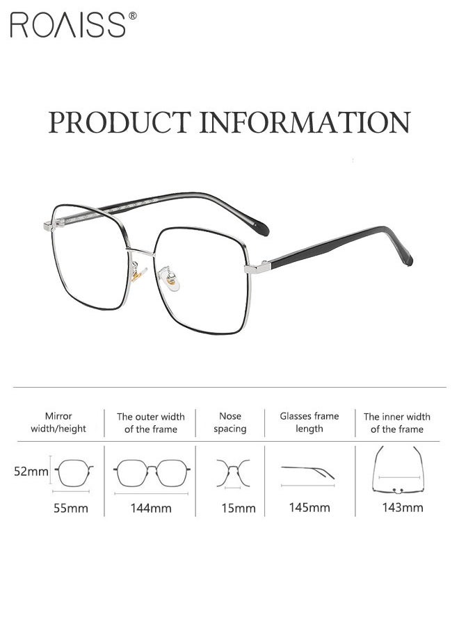 roaiss Blue Light Blocking Glasses Blue Light Filter Computer Reading Gaming TV Phones Square Eyeglasses Fashion Anti Eyestrain Headache Eyewear for Men Women Black Silver 55mm  - Image 4