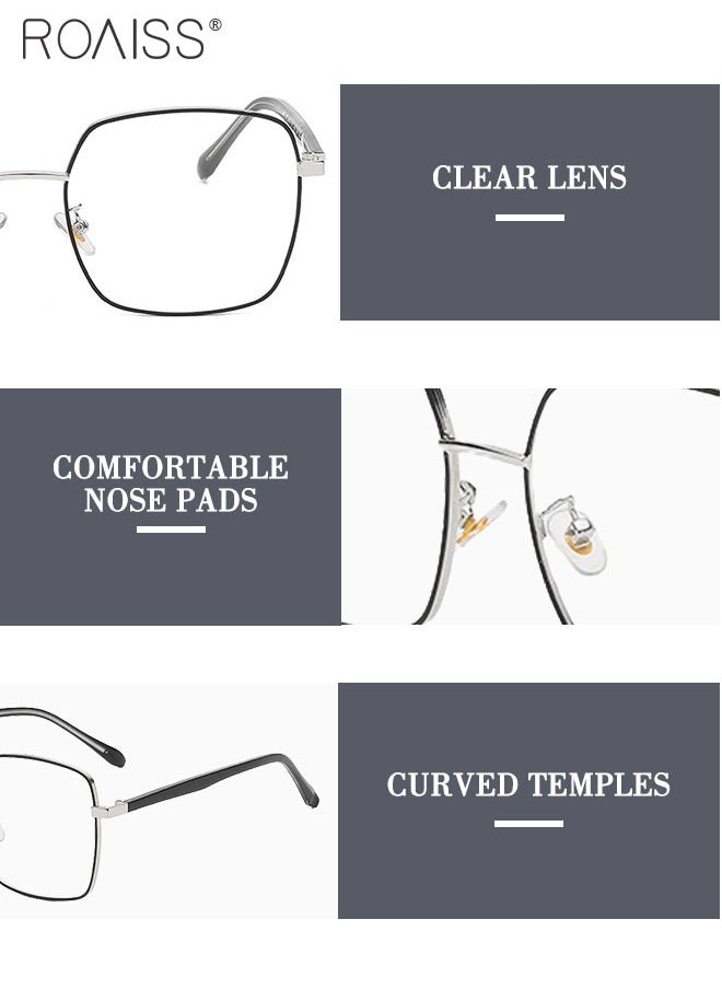 roaiss Blue Light Blocking Glasses Blue Light Filter Computer Reading Gaming TV Phones Square Eyeglasses Fashion Anti Eyestrain Headache Eyewear for Men Women Black Silver 55mm  - Image 5