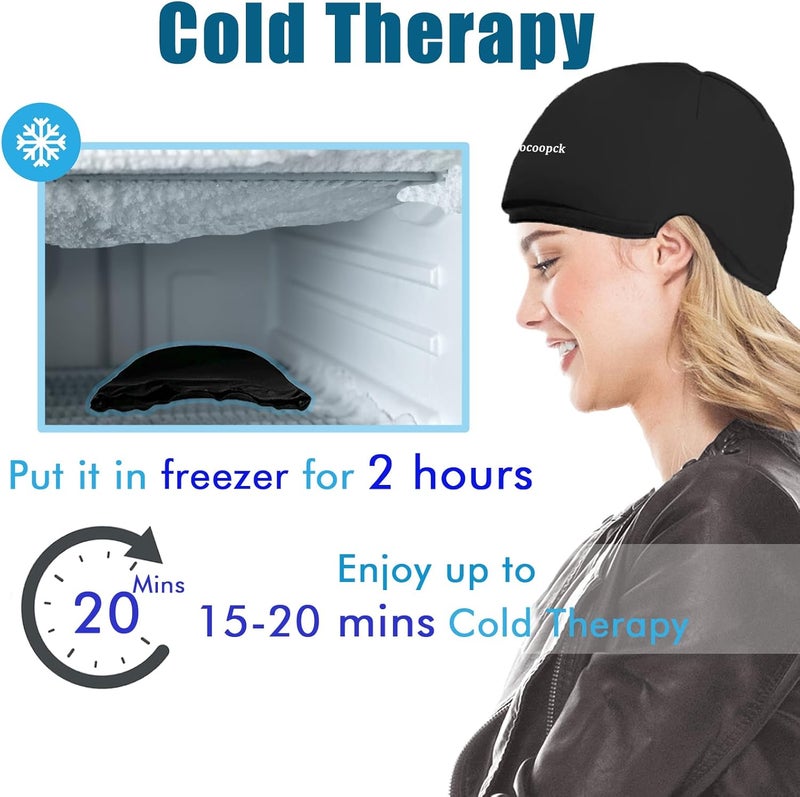 sfiocoopck Cold Cap for Chemotherapy Patients, Chemo Care Package for Women and Men, Migraine Ice Cap, Ice Hats for Migraines, Head Cooling Pack for Headache, Cooling Hat for Stress Relief - Image 4